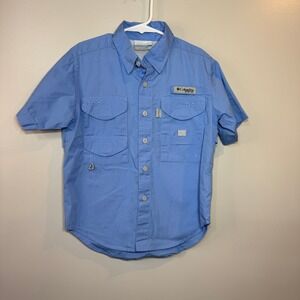 Columbia PFG Shirt Vented Short Sleeve Kids‎ XS Blue Fishing Outdoors Sportswear